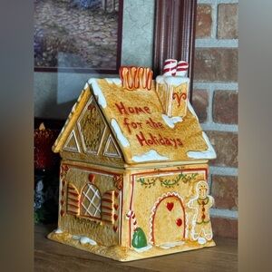 Festive Large Gingerbread House Cookie Jar Home for the  Holidays Decor